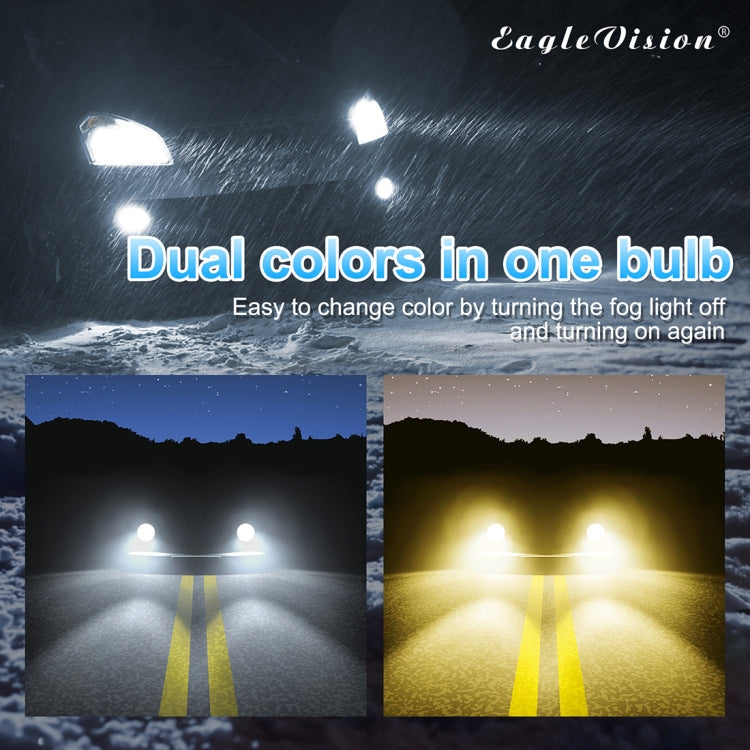2 PCS EV15 H8 / H11 DC9-32V / 6W / IP67 Car LED Double Color Fog Light, Cold White Light + Amber Light, EV15 H8 / H11