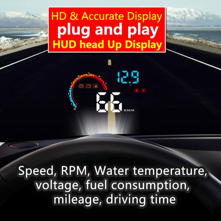 D2500 OBD2+GPS 4 inch Vehicle-mounted Head Up Display Security System, Support Car Speed / Engine Revolving Speed Display / Water Temperature / Battery Voltage / Running Speed & Direction & Distance, D2500