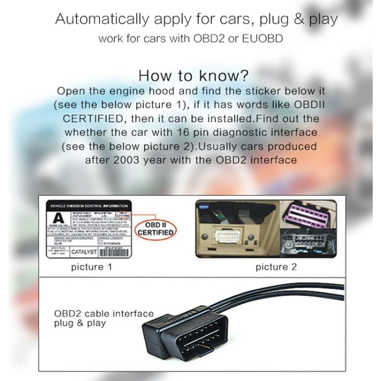 T100 OBD2 4 inch Vehicle-mounted Head Up Display Security System, Support Car Speed / Engine Revolving Speed Display / Instantaneous Fuel Consumption / Detection and Elimination Fault Code, T100