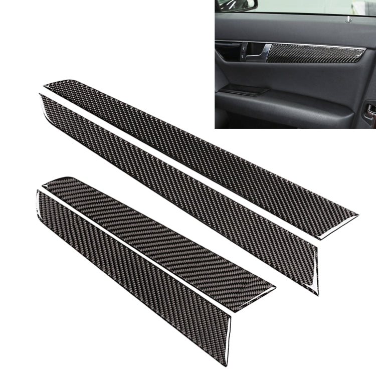 4 PCS Car Door Panel Carbon Fiber Decorative Sticker for Mercedes-Benz W204 2007-2013, Door Panel