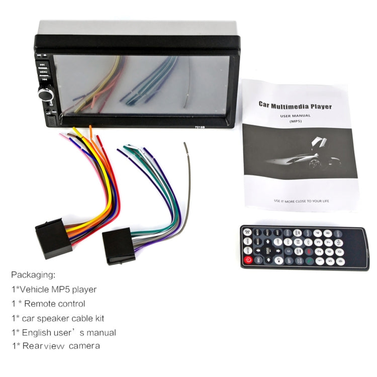 7018B 7.0 inch HD Touch Screen Dual DIN Car Radio Bluetooth Stereo MP3 / MP4 / MP5 Player with Remote Control, with Rearview Camera, 6800 Module, Support  FM / TF Card / USB Flash Disk, 7018B