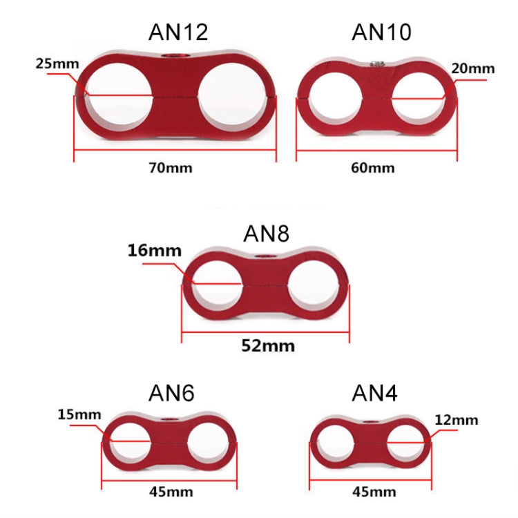AN8 Automotive 2-hole High Pressure Tubing Fixing Clip Car Tubing Clamp Aluminum Alloy Clip Tubing Separator, Random Color Delivery, AN8
