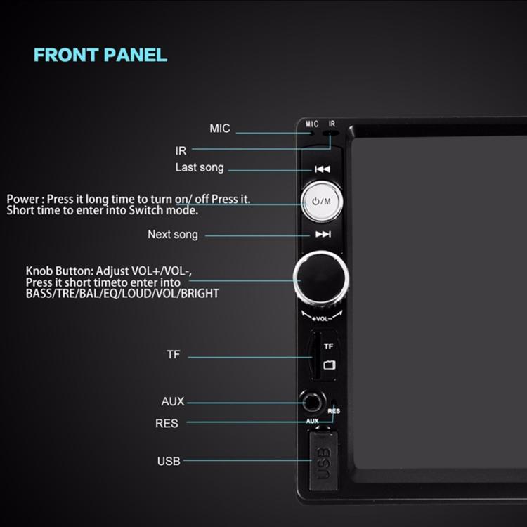 7010B HD 2 Din 7 inch Car Bluetooth Radio Receiver MP5 Player, Support FM & USB & TF Card