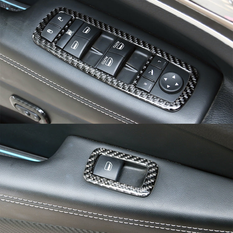 4 PCS Car Window Lift Switch Panel Carbon Fiber Decorative Sticker for Jeep Grand Cherokee, Window Lift Switch