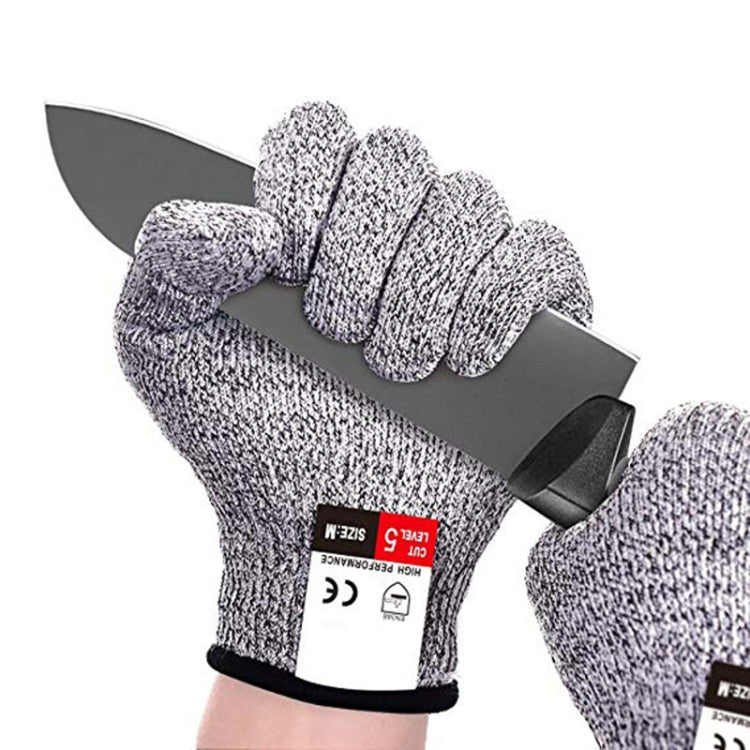 A Pair Cut-resistant Gardening Gloves HPPE Food-grade 5-Level Anti-cutting Anti-wear Safety Working Gloves, Size: L, Length: 24cm, Size: L/Black, Size: L/White