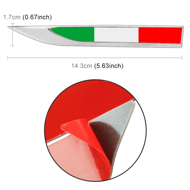 2 PCS Italian Flag Pattern Car-Styling Sticker Random Decorative Sticker, Italian Flag (2 PCS )