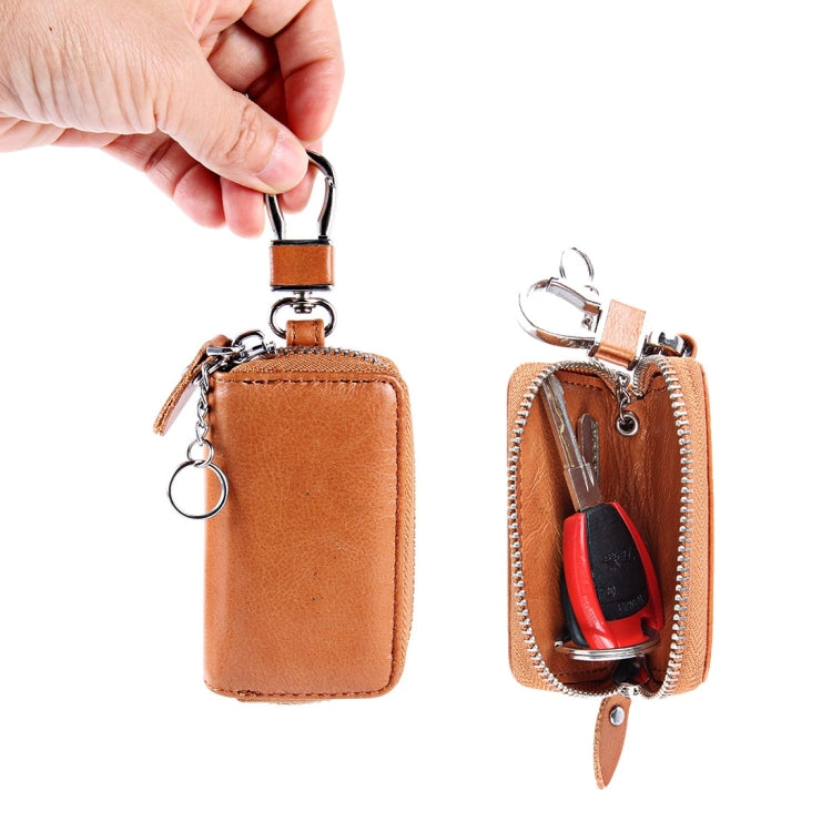 Universal Pure Cow Leather Waist Hanging Zipper Wallets Key Holder Bag (Not Include Key)