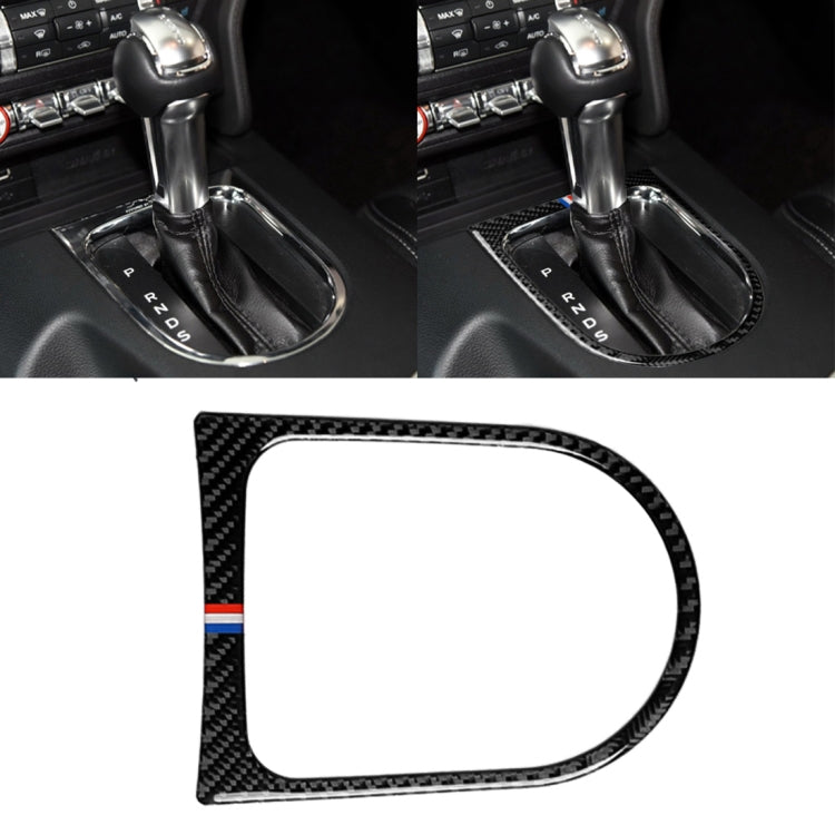 Car USA Color Carbon Fiber Shift Frame Decorative Sticker for Ford Mustang 2015-2017, Shift Frame