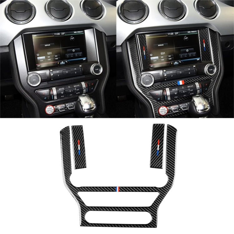 Car USA Color Carbon Fiber Central Control Panel Decorative Sticker for Ford Mustang 2015-2017, Central Control Panel