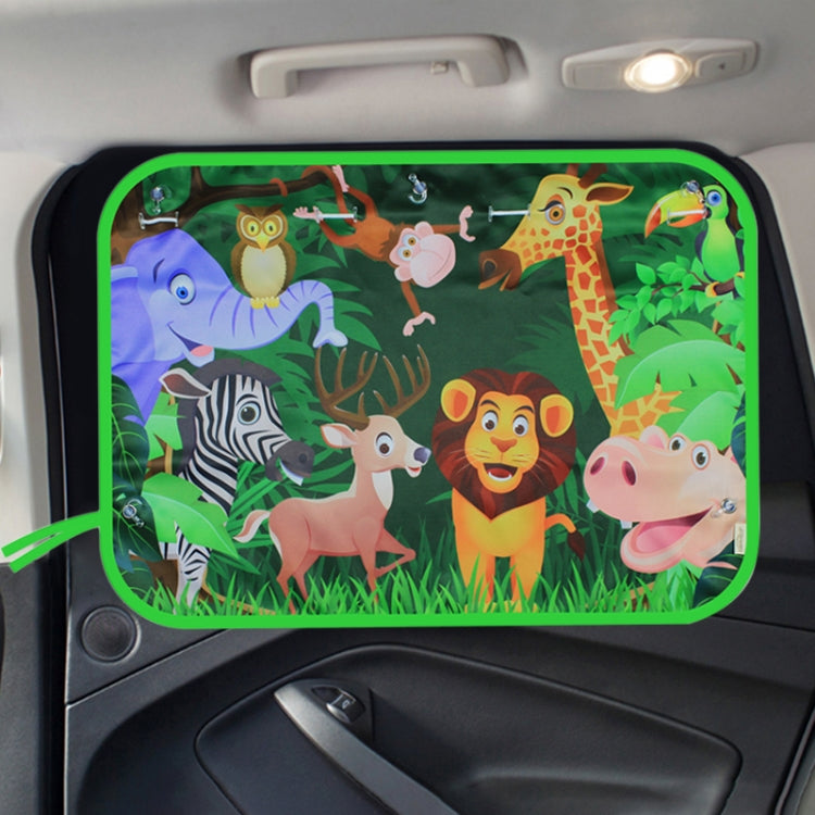 Car Large Rear Window Sunscreen Insulation Window Sunshade Cover, Size: 70*50cm, Happy Forest, Spectacle Bear, Snow Bear, Happy Rabbit, Picnic, A Pony, Giant Panda, Green Dinosaur, Animal World, Three Pony, Zoo, Three Little eagles, Pink Elephant      ...