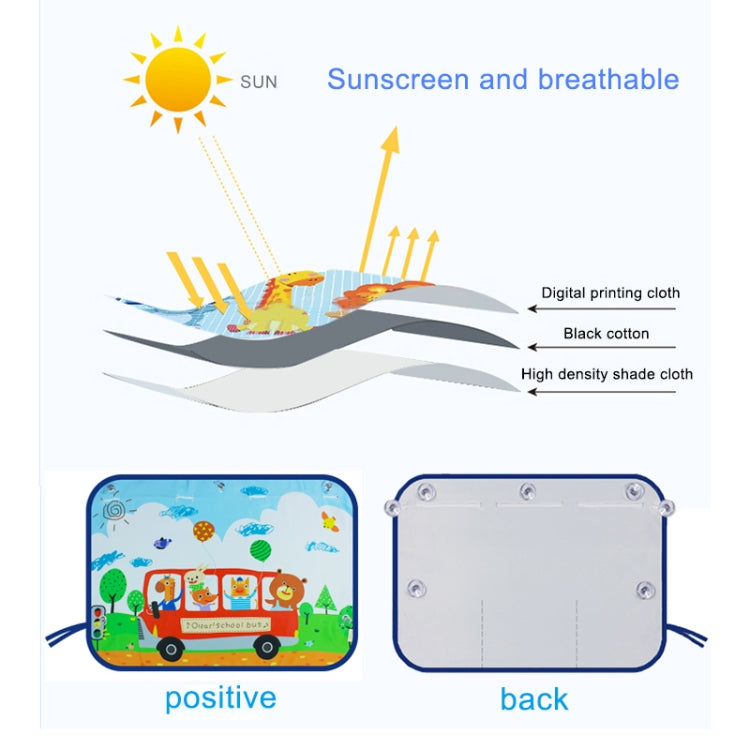 Car Large Rear Window Sunscreen Insulation Window Sunshade Cover, Size: 70*50cm, Happy Forest, Spectacle Bear, Snow Bear, Happy Rabbit, Picnic, A Pony, Giant Panda, Green Dinosaur, Animal World, Three Pony, Zoo, Three Little eagles, Pink Elephant      ...