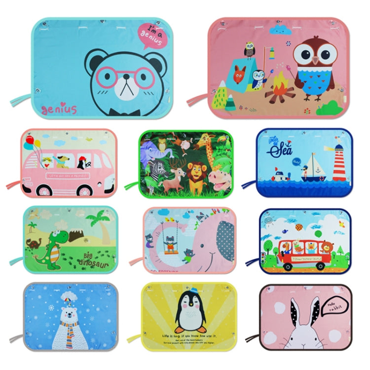 Car Large Rear Window Sunscreen Insulation Window Sunshade Cover, Size: 70*50cm, Happy Forest, Spectacle Bear, Snow Bear, Happy Rabbit, Picnic, A Pony, Giant Panda, Green Dinosaur, Animal World, Three Pony, Zoo, Three Little eagles, Pink Elephant      ...