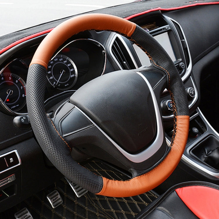 Car Genuine Leather Hand-stitched Adaptation Steering Wheel Cover