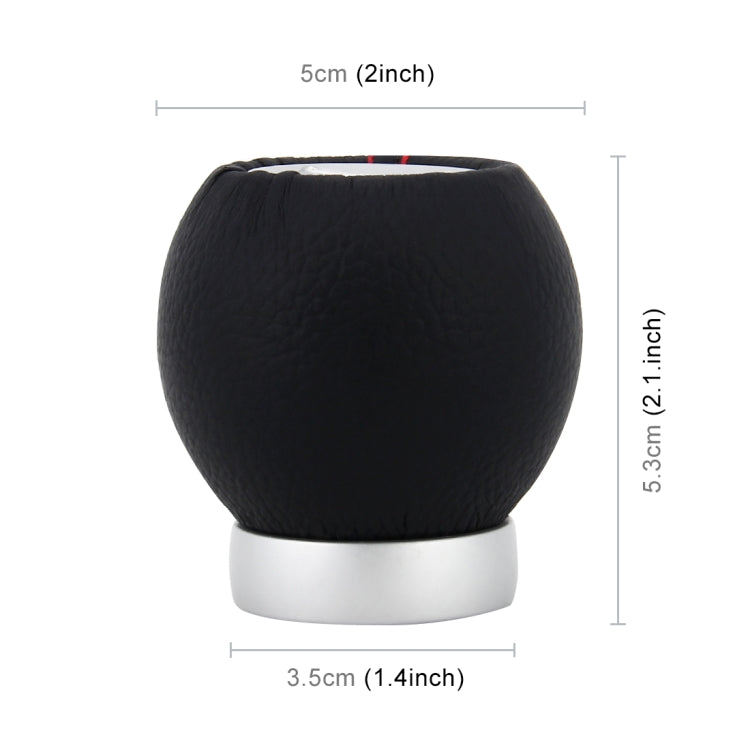 Universal Car Ball Shape Gear Shifter Lever Manual Automatic Black Leather Shift Knob Adapter, No Gear Ssign