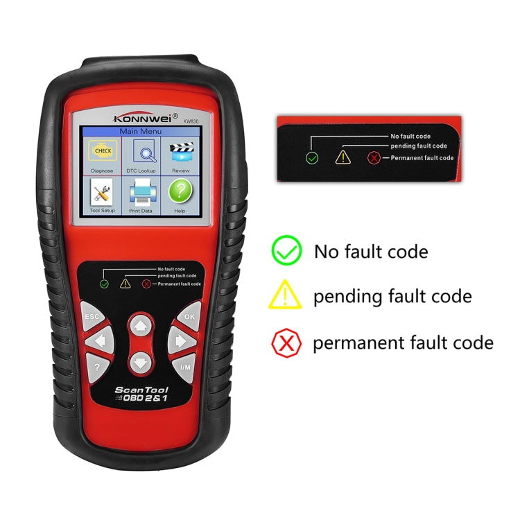 KONNWEI KW830 OBDII/CAN Car Auto Diagnostic Scan Tools Auto Scan Adapter Scan Tool Supports 8 Languages ​​and 6 Protocols (Can Also Detect Battery and Voltage, Only Detect 12V Gasoline Car)