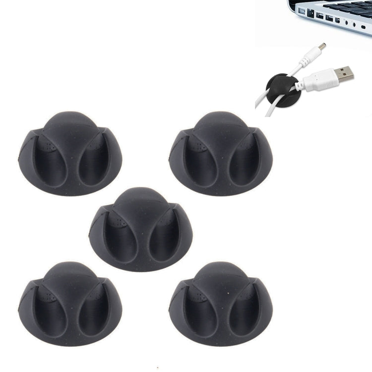 5 PCS Double Hole Cable Clips, Cable Management System and Cord Organizer Solution, 5 PCS Double Cable Clips(Black)