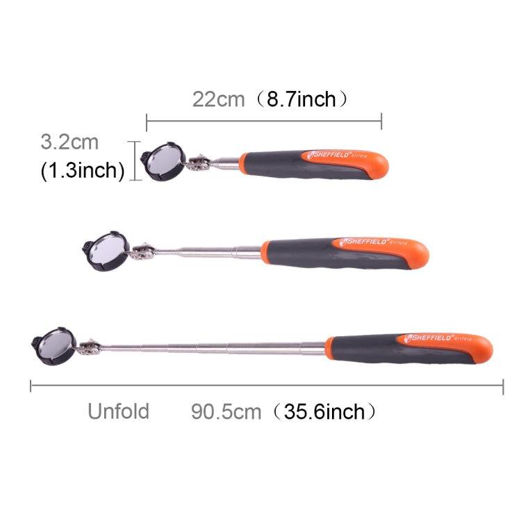 Retractable Vehicle Car Chassis Telescoping Inspection Mirror with 1 PCS 3mm LED Light, Mirror Diameter: 32mm, Max Expanding Length: 905mm, Diameter: 32mm, Max Expanding Length: 905mm