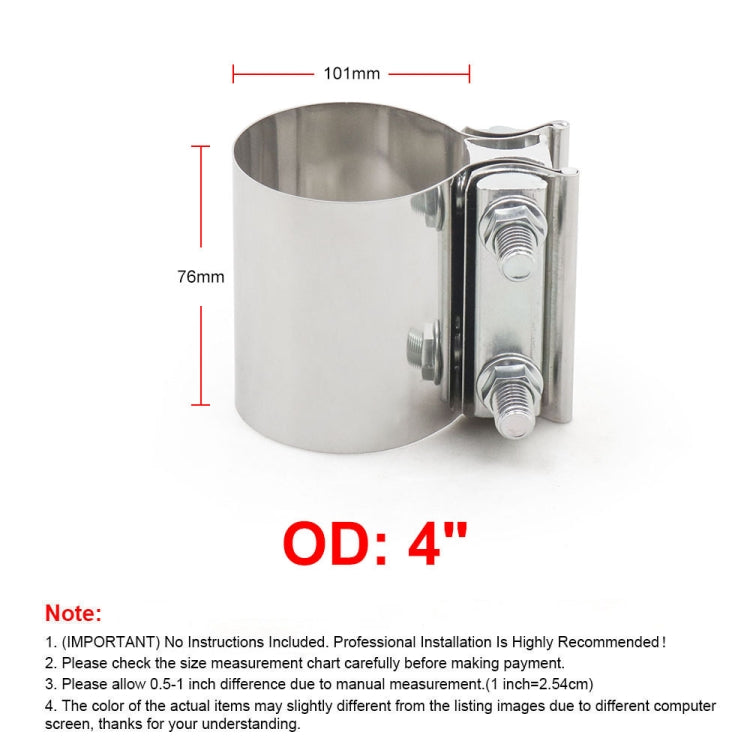4 inch Car Turbo Exhaust Downpipe Stainless Steel Lap Joint Band Clamp, 4 inch