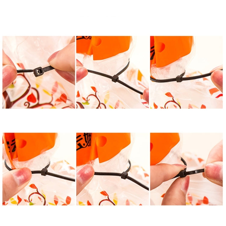 100pcs /Pack 8mm*200mm Nylon Cable Ties, 8mm*200mm Black, 8mm*200mm White