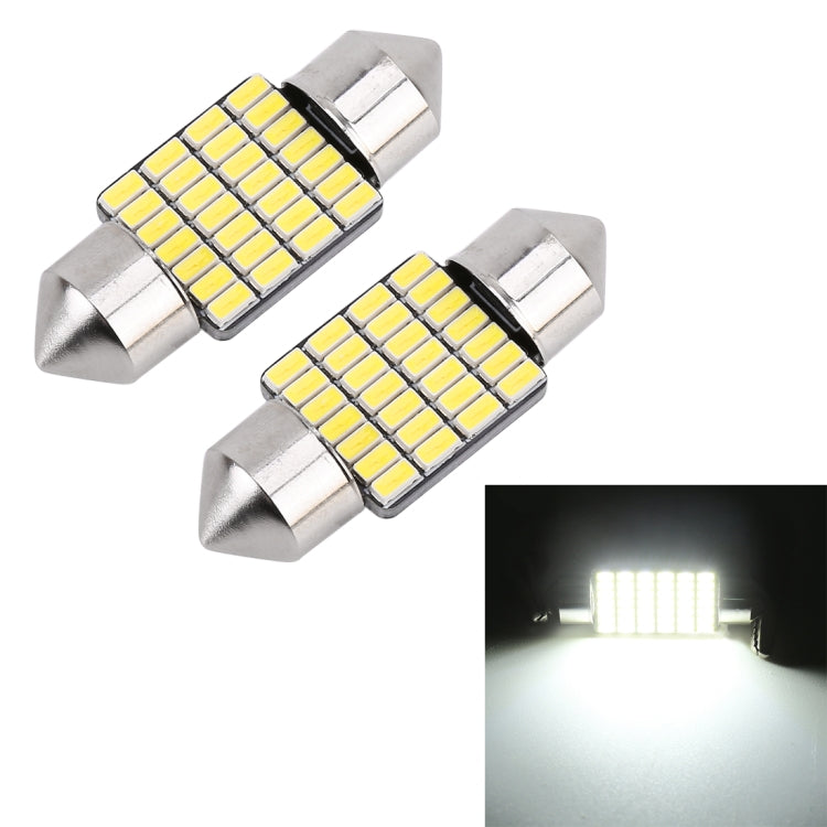 2 PCS 31mm DC12V / 1.2W / 6000K / 80LM 28LEDs SMD-3014 Car License Plate Light / Dome Light, with Decoder, 31mm