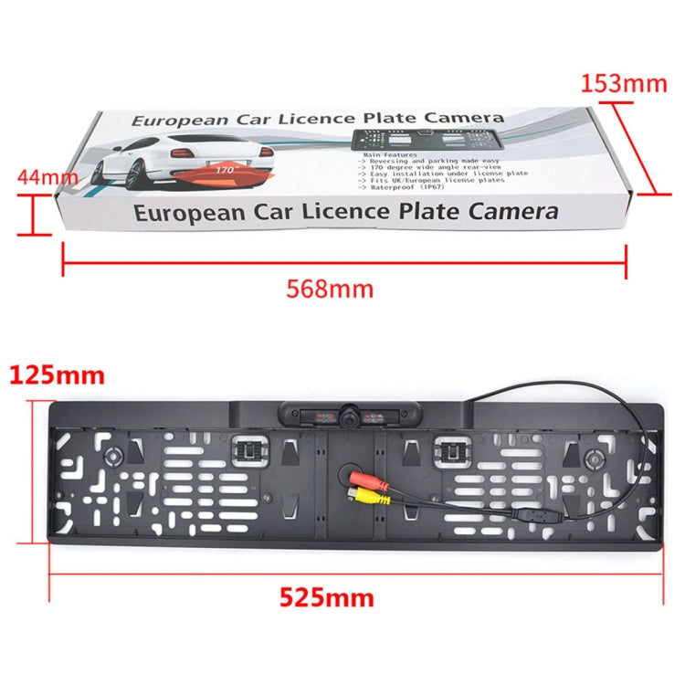 PZ-424 Europe Car License Plate Frame 170 Degree Rear View Camera, PZ-424
