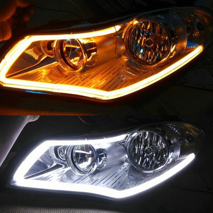 2 PCS 60cm DC12V 5W Ultra-thin Car Auto Double Colors Turn Lights / Running Lights (Turn Lights: Yellow Light; Running Lights: White Light), 60cm DC12V 5W