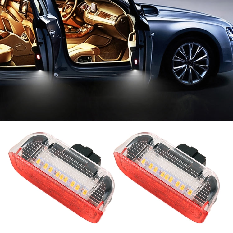 2 PCS LED Car DC 12V 1.6W Door Lights Lamps 18LEDs SMD-3528 Lamps for Volkswagen Golf 5 / 6, White Light + Red Light, For Volkswagen Golf