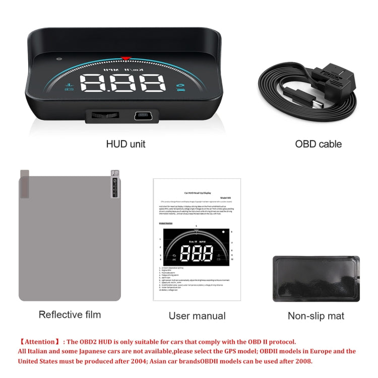 M8 3.5 inch Universal Car OBD2 HUD Vehicle-mounted Head Up Display, M8