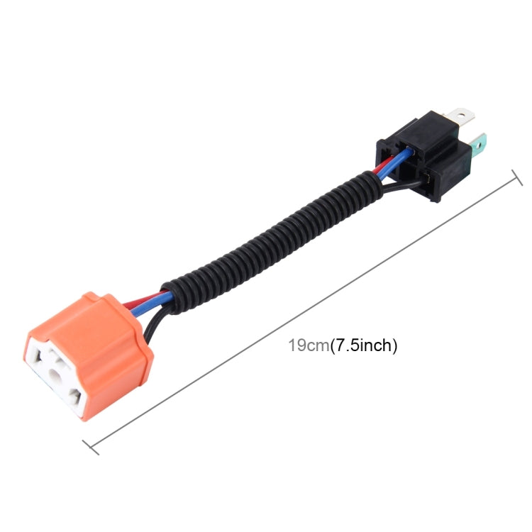 2 PCS H4 Car HID Xenon Headlight Male to Female Conversion Cable with Ceramic Adapter Socket, H4