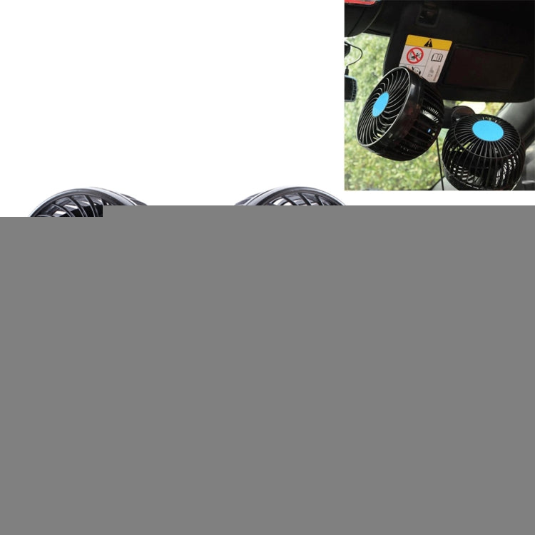 HUXIN HX-T605 7W 360 Degree Adjustable Rotation Clip Two Head Low Noise Mini Electric Car Fan with Gear Switch, DC12V, HX-T605