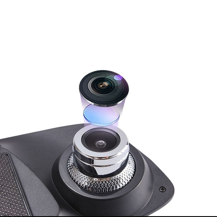 5 inch IPS Touch Screen Rear View Mirror Car Recorder with Dual Channel 720P Car Black Box, Separate Camera, Support 32GB TF Card, Night Vision, 150 Degree Wide Angle Viewing, 5 inch
