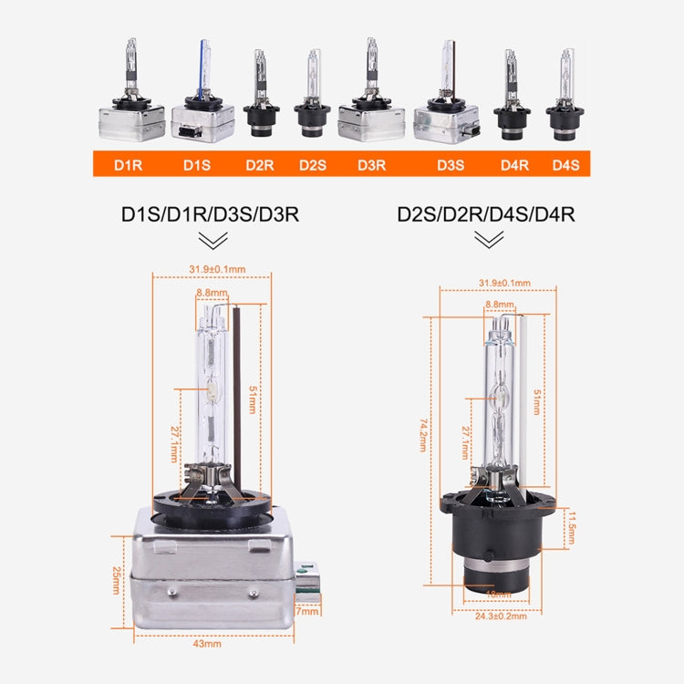 2 PCS D4S 35W 3800 LM 4300K ​​HID Bulbs Xenon Lights Lamps, DC 12V