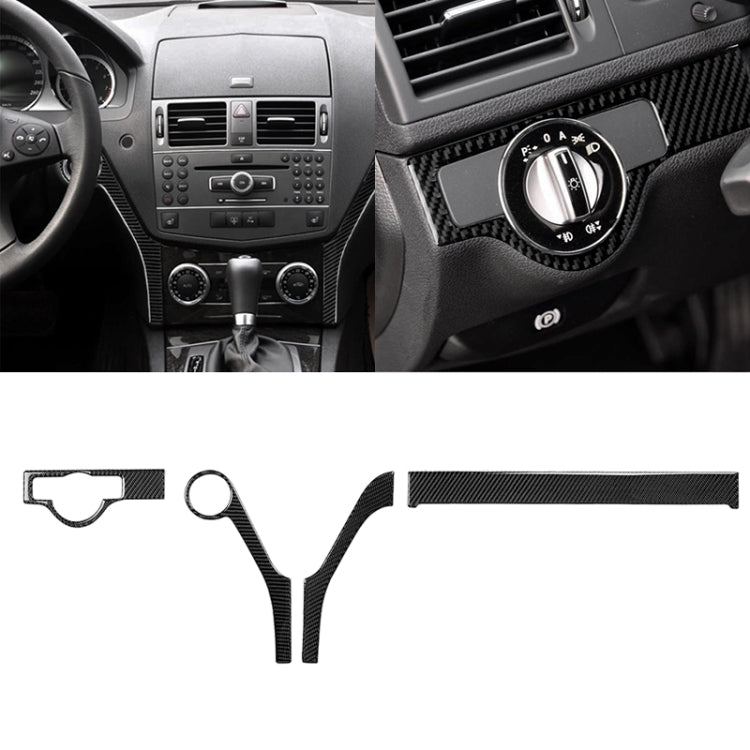 3 PCS Car Carbon Fiber Headlights Frame Decorative Sticker for Mercedes-Benz W204 C Class 2007-2010, Left Drive, Headlights Frame