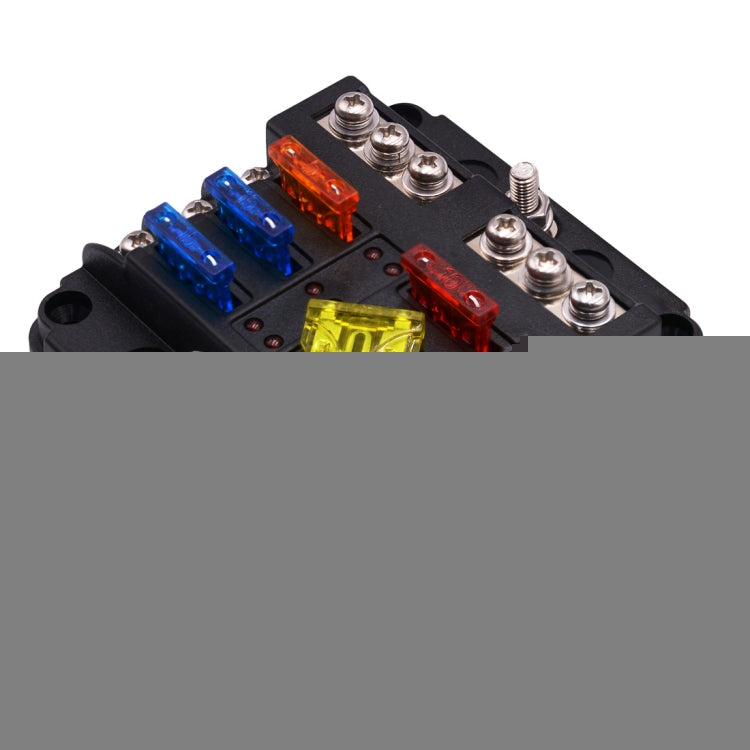 Independent Positive and Negative 1 in 6 Out 6 Way Circuit Blade Fuse Box Fuse Holder Kits with LED Warning Indicator for Auto Car Truck Boat, 1 in 6 Out