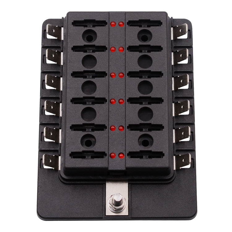 1 in 12 Out Fuse Box PC Terminal Block Fuse Holder Kits with LED Warning Indicator for Auto Car Truck Boat