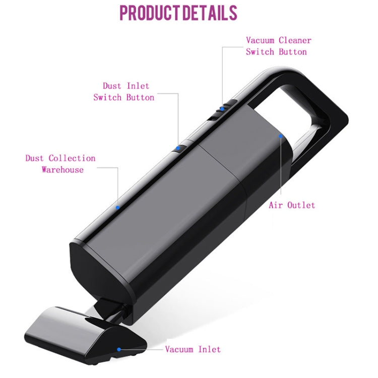 Car Portable Wireless 120W Handheld Powerful Vacuum Cleaner, Wireless (White), Wireless (Black)