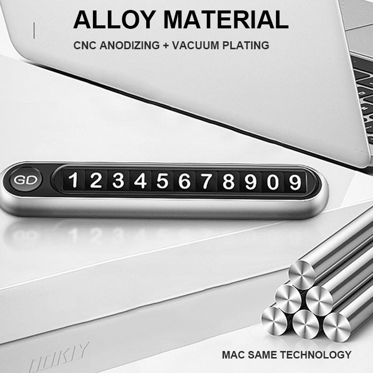 Hidden Number Metal Car Temporary Parking Number Plate Parking Card, Parking Card(Silver), Parking Card (Grey)