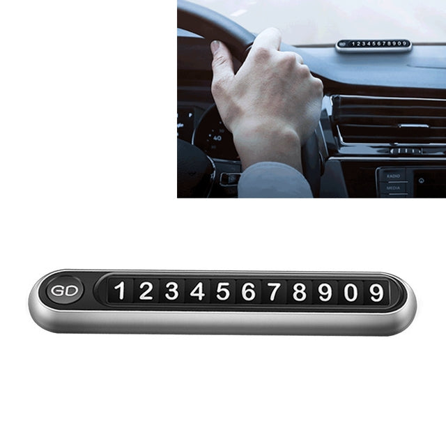 Hidden Number Metal Car Temporary Parking Number Plate Parking Card, Parking Card(Silver), Parking Card (Grey)