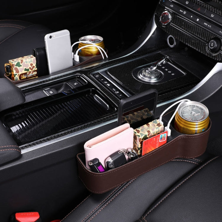 Car Multi-functional Co-pilot Seat Console PU Leather Box Cigarette Lighter Charging Pocket Cup Holder Seat Gap Side Storage Box, Co-pilot Seat