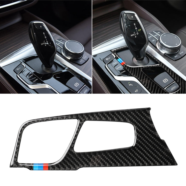 Car Tricolor Carbon Fiber Gear Position Panel Decorative Sticker for BMW 5 Series G38 528Li / 530Li / 540Li 2018, Left Drive, Gear Position (Tricolor)