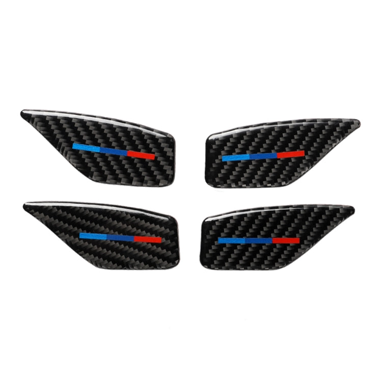 4 PCS Car Tricolor Carbon Fiber Door Inner Handle Wrist Panel Decorative Sticker for BMW 5 Series G38 528Li / 530Li / 540Li 2018, Door Inner Handle Wrist