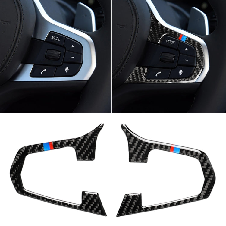 Car Tricolor Carbon Fiber Steering Wheel Button Configuration A Decorative Sticker for BMW 5 Series G30/G38 X3 G01/G08, Steering Wheel(Tricolor A)