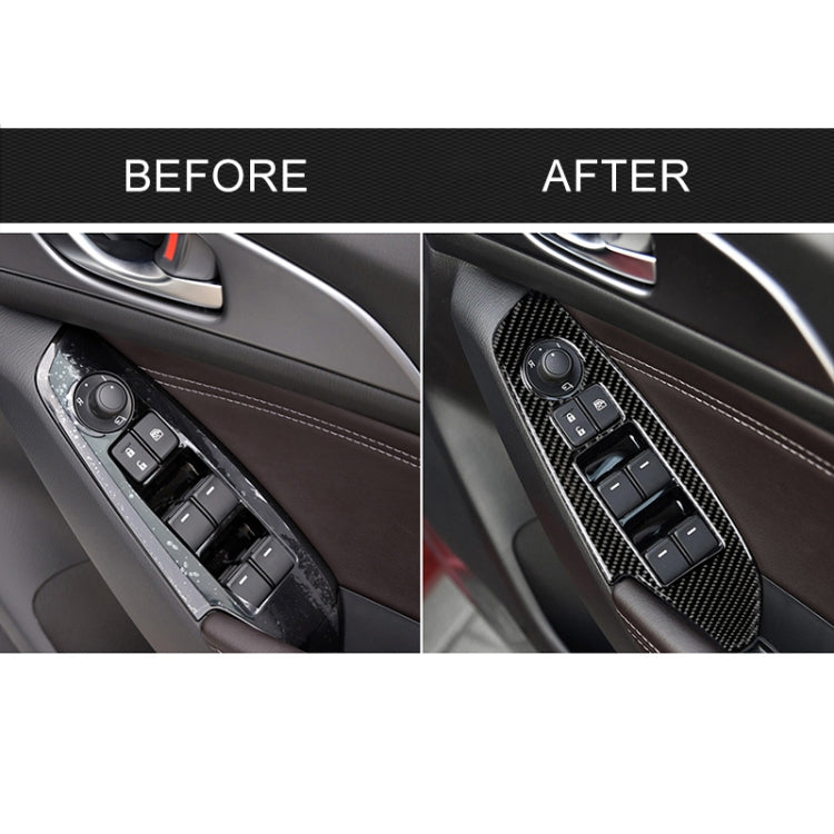 Car Carbon Fiber Right Drive Window Lift Panel Decorative Sticker for Mazda Axela 2014 / 2017-2018, Right Drive Window Lift Panel