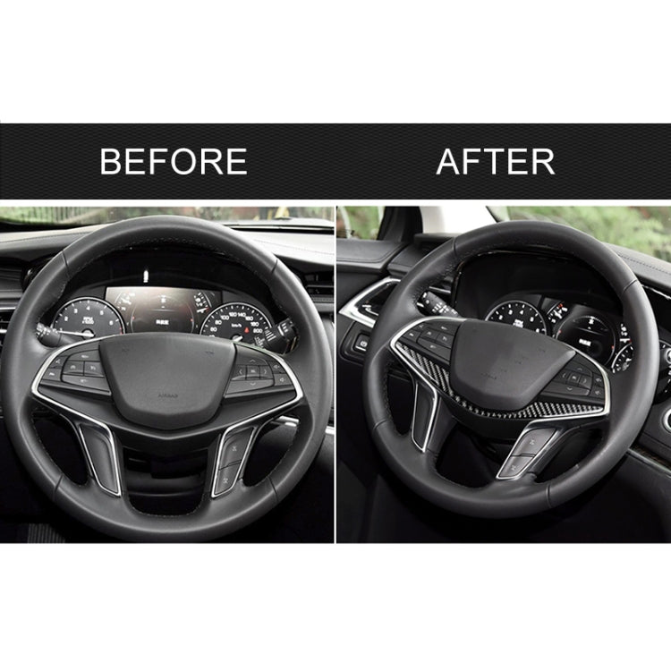 Car Carbon Fiber Steering Wheel Decorative Sticker for Cadillac XT5 2016-2017, Steering Wheel