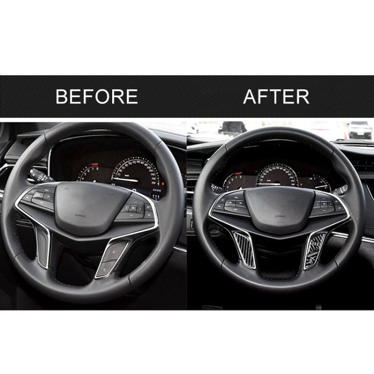 Car Carbon Fiber Steering Wheel Button Decorative Sticker for Cadillac XT5 2016-2017, Steering Wheel Button