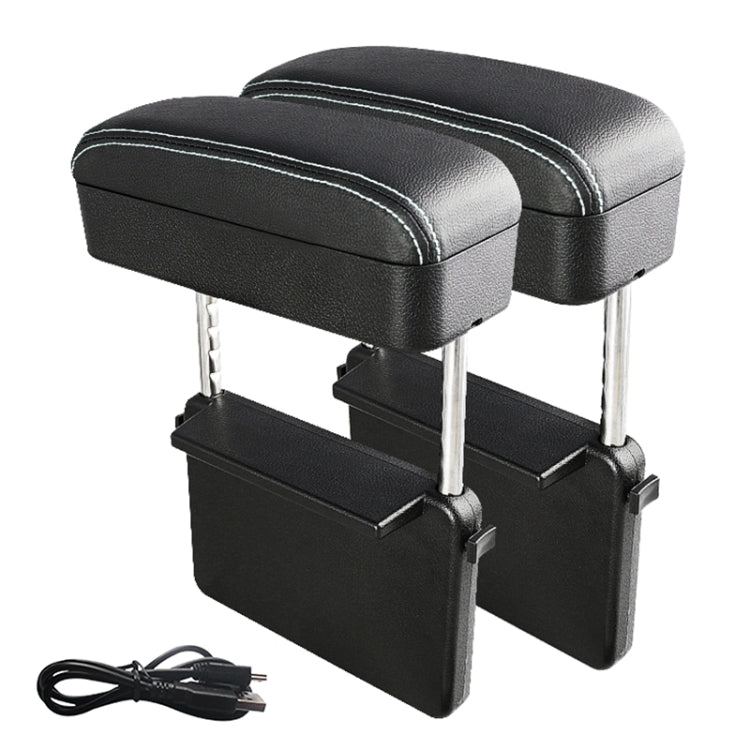 2 PCS Universal Car Wireless Qi Standard Charger PU Leather Wrapped Armrest Box Cushion Car Armrest Box Mat with Storage Box, 2pcs(Black White), 2pcs(Grey), 2pcs(Beige), 2pcs(Brown), 2pcs(Black Red)