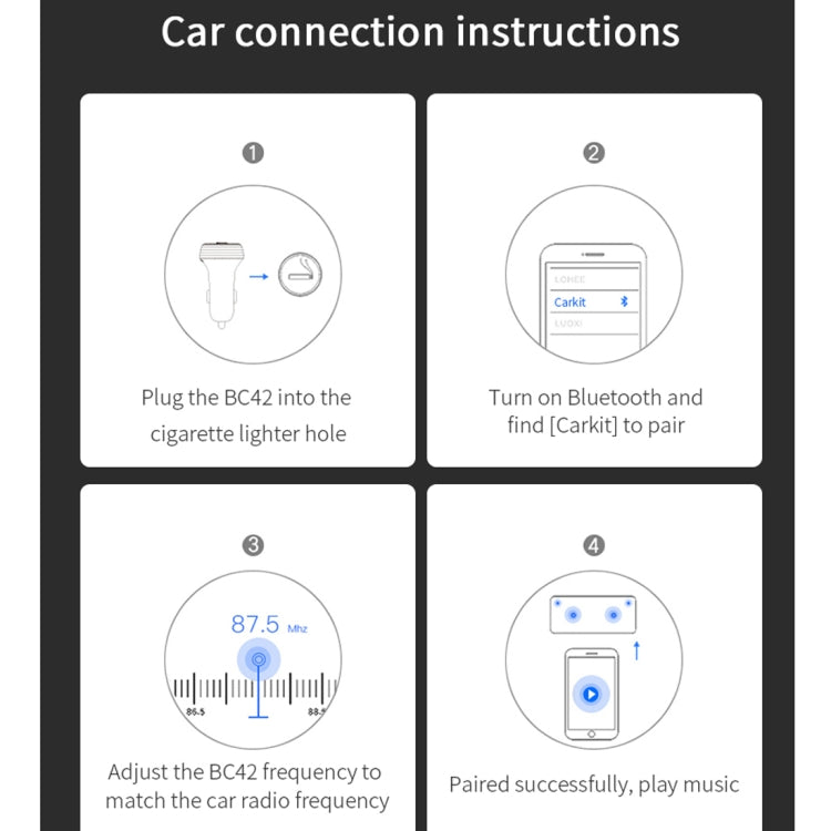 BC42 Bluetooth 5.0 Multi-function Car Colorful Atmosphere Lamp MP3 Player, Support TF Card & U Disk & FM