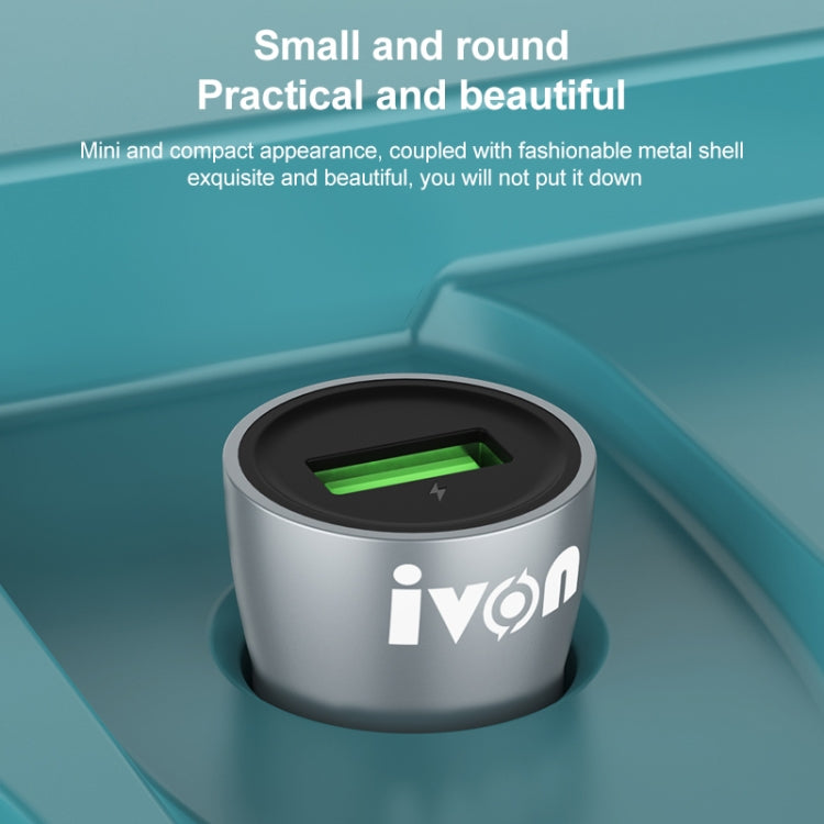 IVON CC39 18W 3.1A QC 3.0 USB Car Charger + 1m USB to 8 Pin Fast Charge Data Cable Set, 8 Pin