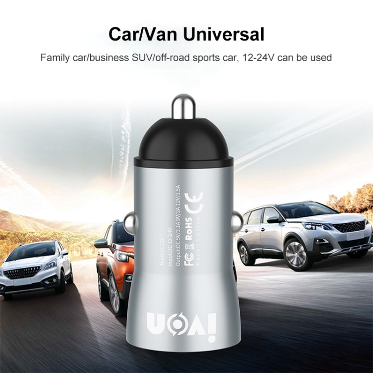 IVON CC39 18W 3.1A QC 3.0 USB Car Charger + 1m USB to USB-C / Type-C Fast Charge Data Cable Set, USB-C / Type-C