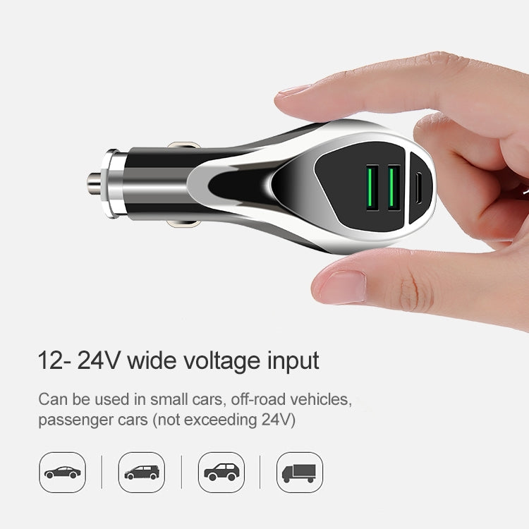 WLX-K1 QC3.0 Dual USB + Type-C Triple Car Charger